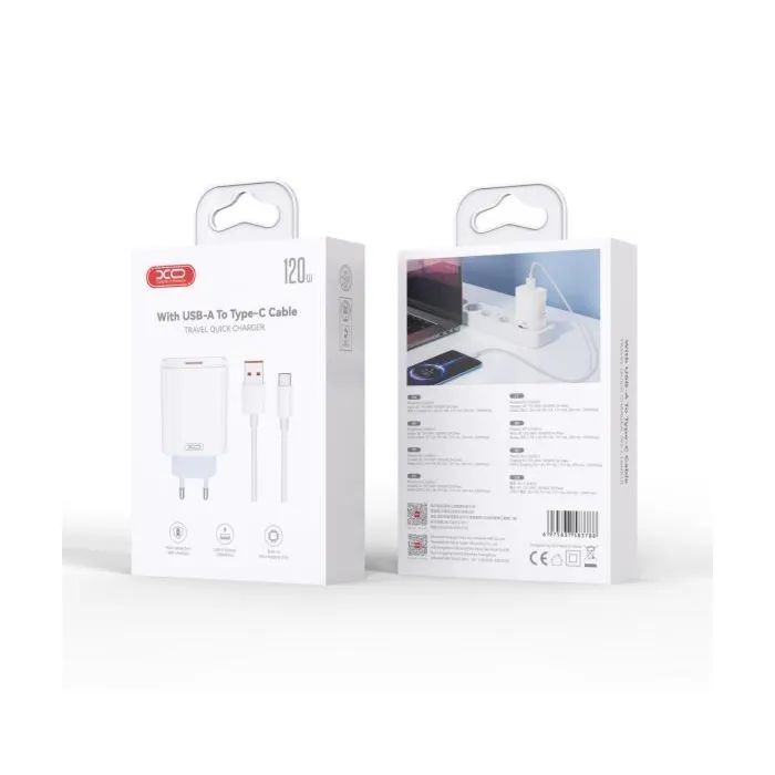 Зарядное устройство XO USB 120W + cable USB to USB-C white (XO-L128U) изображение 5 Зарядное устройство XO USB 120W + cable USB to USB-C white (XO-L128U) изображение 5