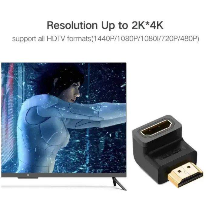 Перехідник HDMI M to HDMI F 90° corner Down HD112 black Ugreen (20109) зображення 5