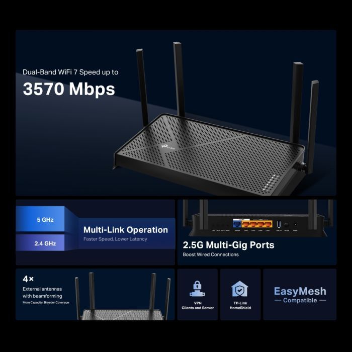Маршрутизатор TP-Link Archer BE230 (ARCHER-BE230) изображение 5