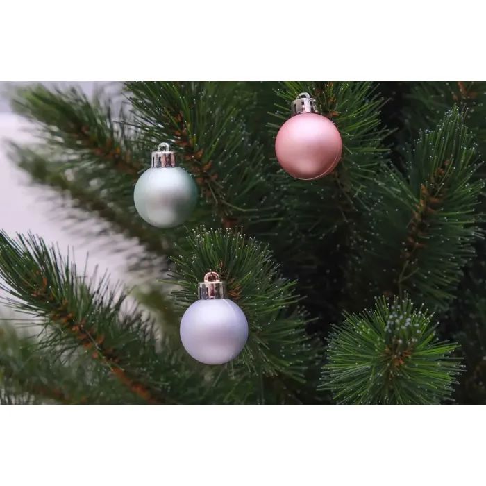 Елочная игрушка Chomik пластикові кульки матові 16 шт, 3 см, салатовий, рожевий, блакитний (5900779840539) изображение 3