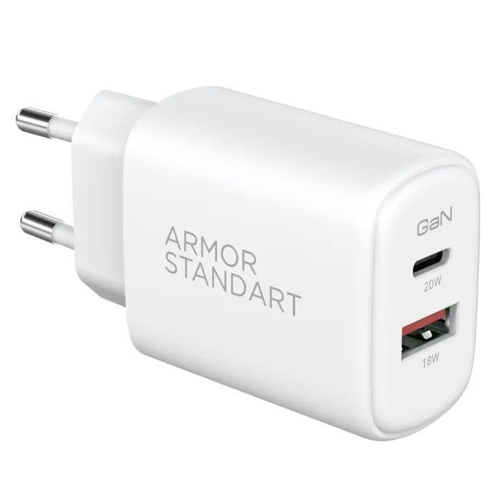 Зарядний пристрій Armorstandart 1xUSB-C PD25W + 1xUSB QC3.0 GaN white (ARM87066) зображення 4