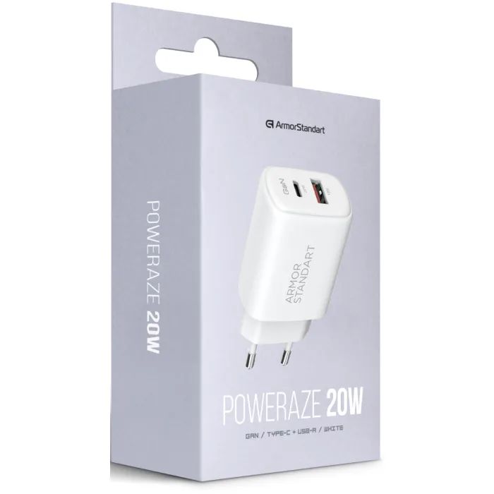 Зарядний пристрій Armorstandart 1xUSB-C PD25W + 1xUSB QC3.0 GaN white (ARM87066) зображення 5
