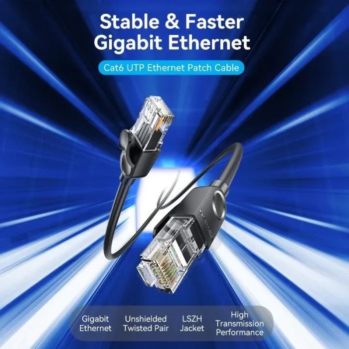 Патч-корд 3м, UTP cat 6 RJ-45 black Vention (IBNBI) зображення 2