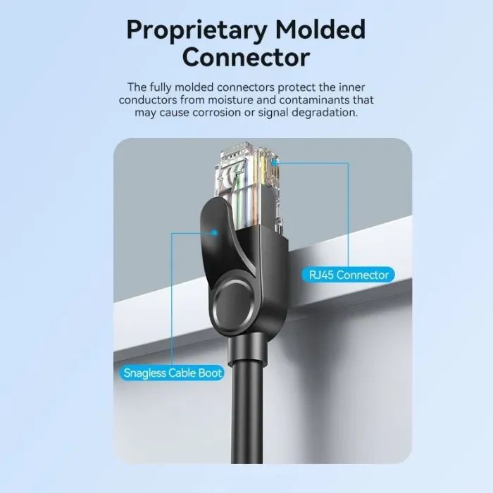 Патч-корд 3м, UTP cat 6 RJ-45 black Vention (IBNBI) зображення 5