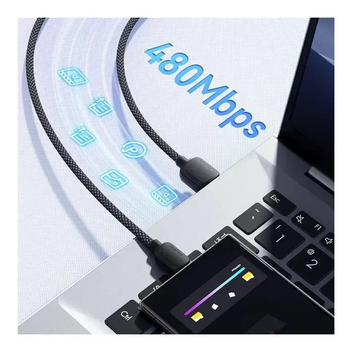 Дата кабель USB 2.0 AM to USB-C 1.0m 100W white Essager (EXC7A-WL02-P) изображение 3