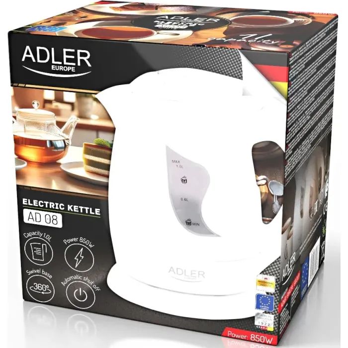 Електрочайник Adler AD 08 white зображення 5