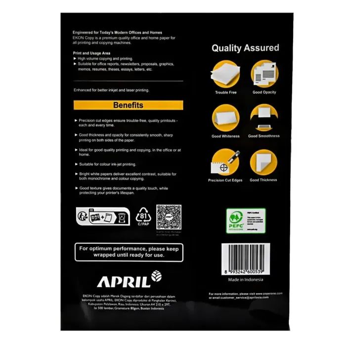 Папір A4, 80 г, 500 л, APRIL EKON COPY класc C, APRIL (OP-EKON-A4-80-C) зображення 3