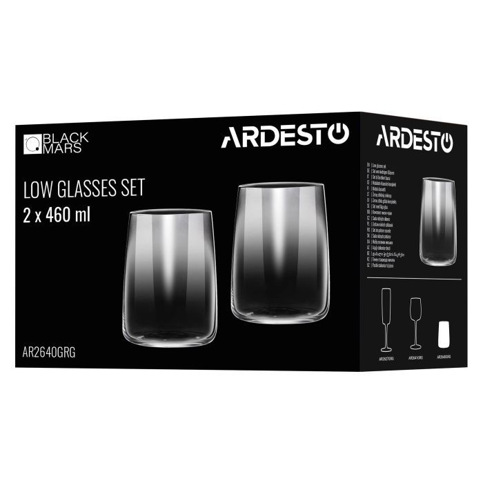Набір склянок Ardesto Black Mars Mira 460 мл, 2шт, скло, сірий (AR2640GRG) зображення 3