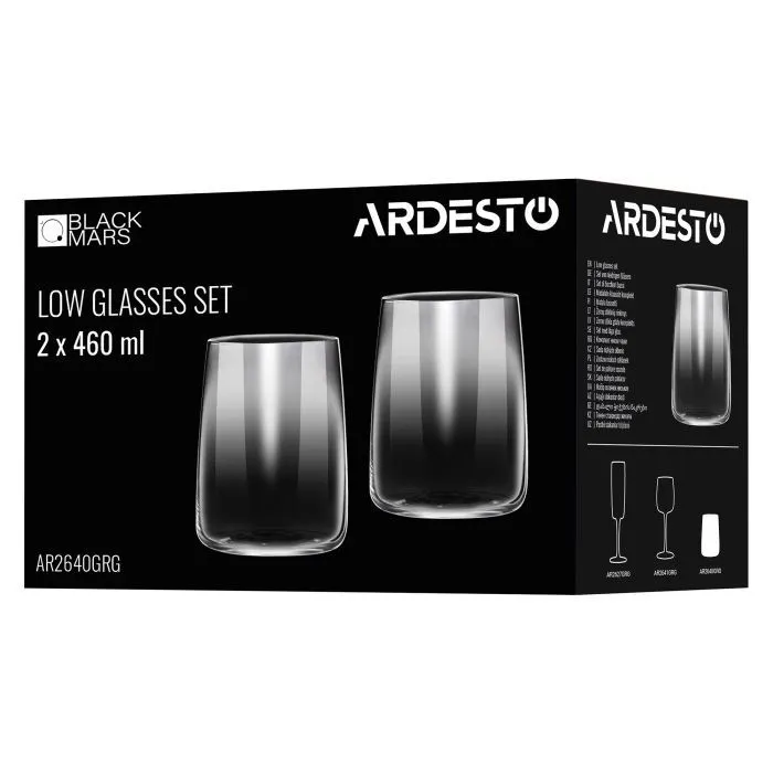 Набір склянок Ardesto Black Mars Mira 460 мл, 2шт, скло, сірий (AR2640GRG) зображення 3