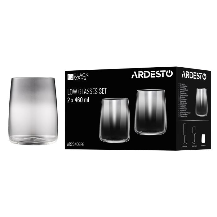 Набір склянок Ardesto Black Mars Mira 460 мл, 2шт, скло, сірий (AR2640GRG) зображення 4