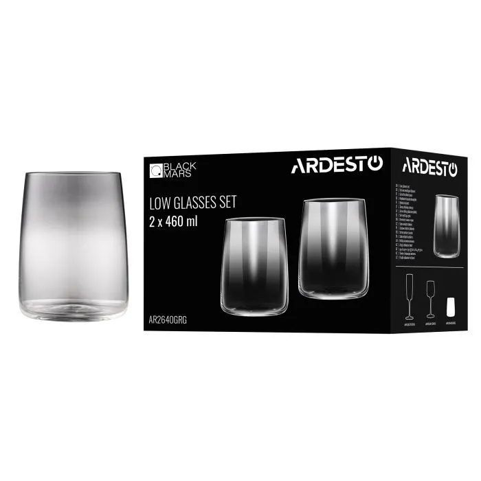 Набір склянок Ardesto Black Mars Mira 460 мл, 2шт, скло, сірий (AR2640GRG) зображення 4