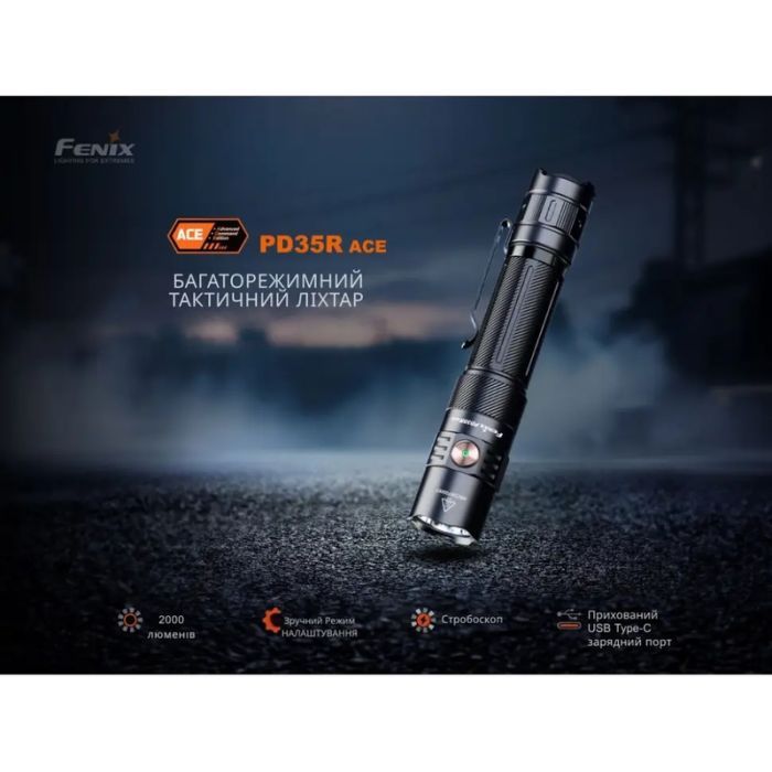 Фонарь Fenix PD35R ACE LED 2000 лм + наключний ліхтар CL01 (чорний) (PD35RACE-CL01B) изображение 9