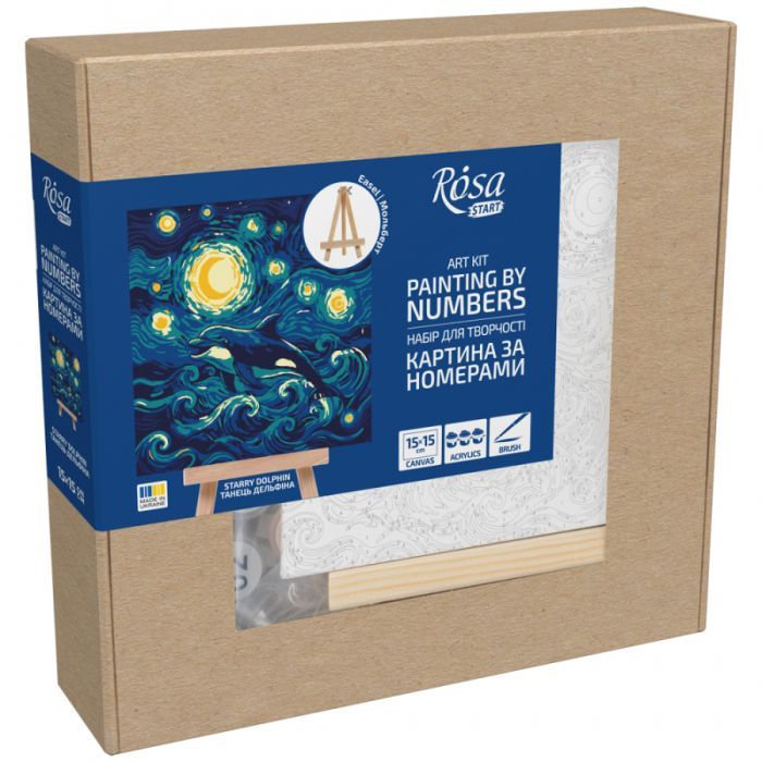 Картина по номерам Rosa Танець дельфіна, 15х15см, з мольбертом (4823098548614)