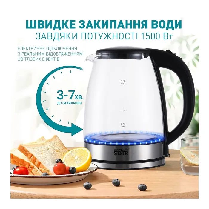 Электрочайник WINNINGSTAR ST-6017 Silver изображение 6
