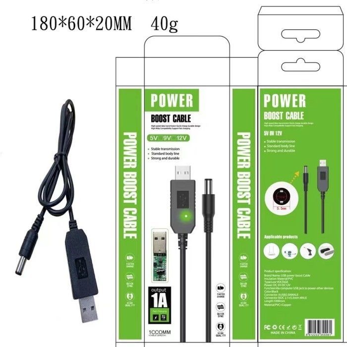 Кабель живлення USB to DC 5.5x2.1mm 9V 1.0m black Power Boost (1070990) зображення 5