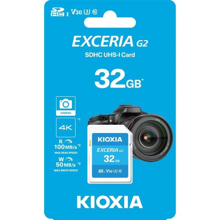 Карта памяти Kioxia 32GB SDXC class 10 UHS-I U3 V30 Exceria G2 (LNEX2L032GG4) изображение 2