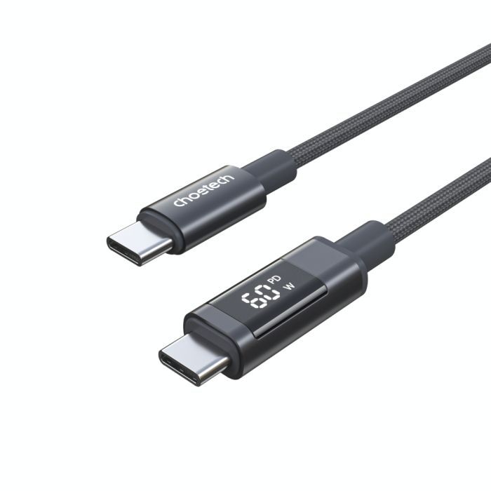 Дата кабель USB-C to USB-C 1.2m PD60W digital display nylon gray Choetech (XCC-1068-GY)