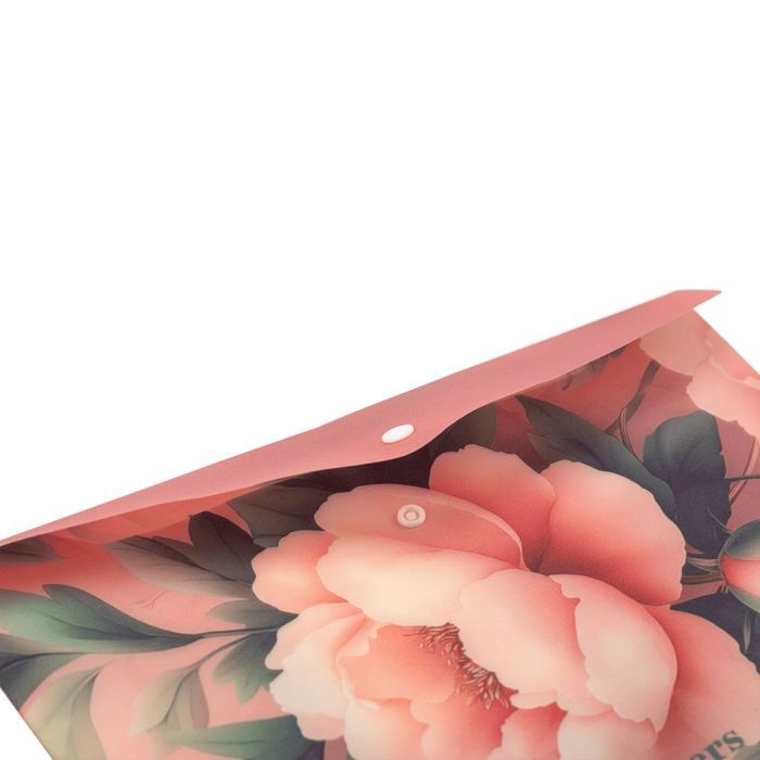 Папка - конверт Buromax А4 на кнопці, PEONY ARABESKI, напівпрозора, рожева (BM.3943-10) зображення 3