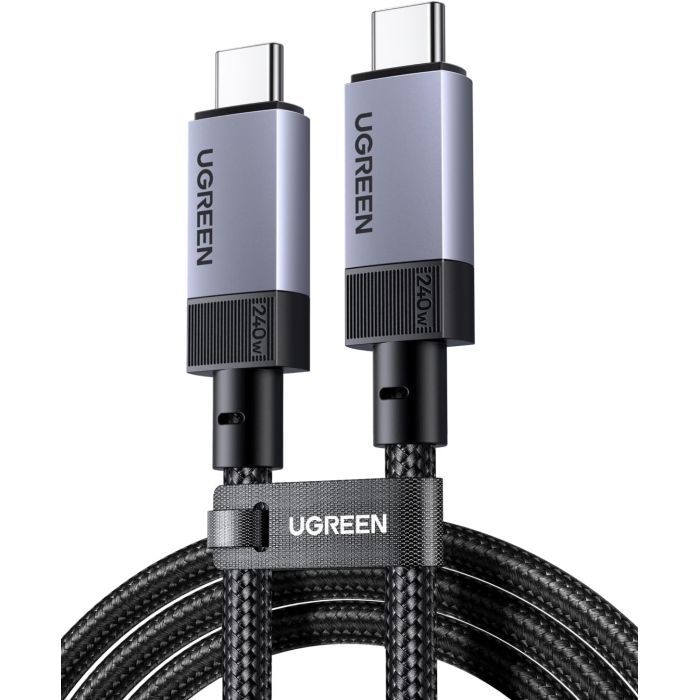 Дата кабель USB-C to USB-C 2.0m 240W 10Gbps braided black Ugreen (95619)