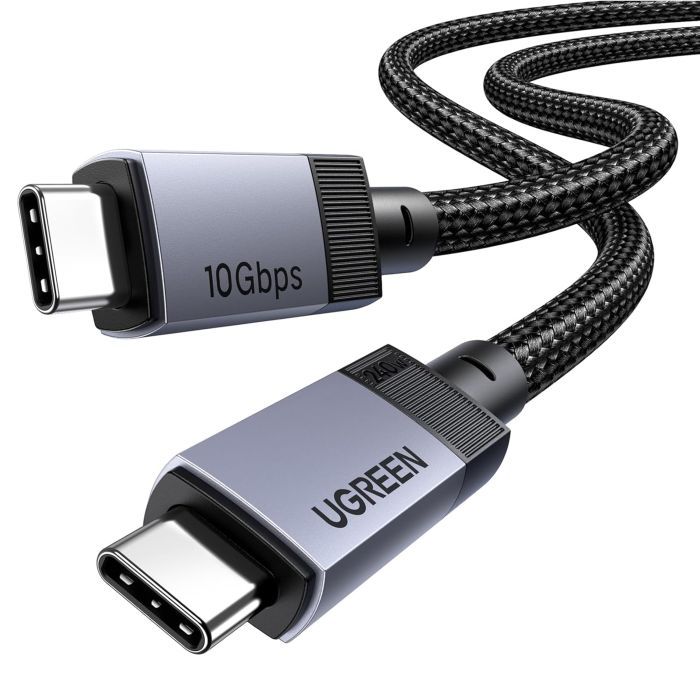 Дата кабель USB-C to USB-C 2.0m 240W 10Gbps braided black Ugreen (95619) изображение 2