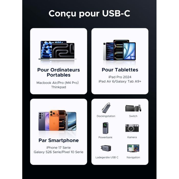 Дата кабель USB-C to USB-C 2.0m 240W 10Gbps braided black Ugreen (95619) изображение 7