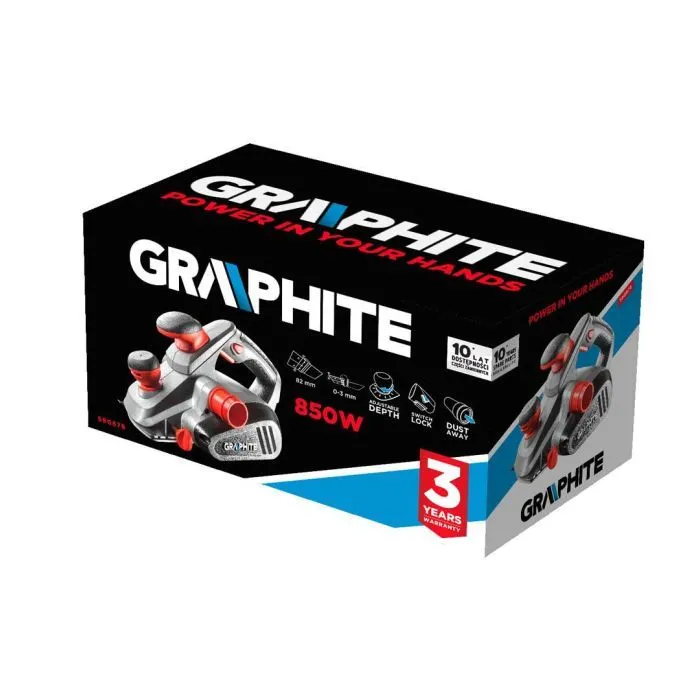Електрорубанок Graphite 850W, 82мм, стругання до 3мм, 3.1кг (59G678) зображення 12