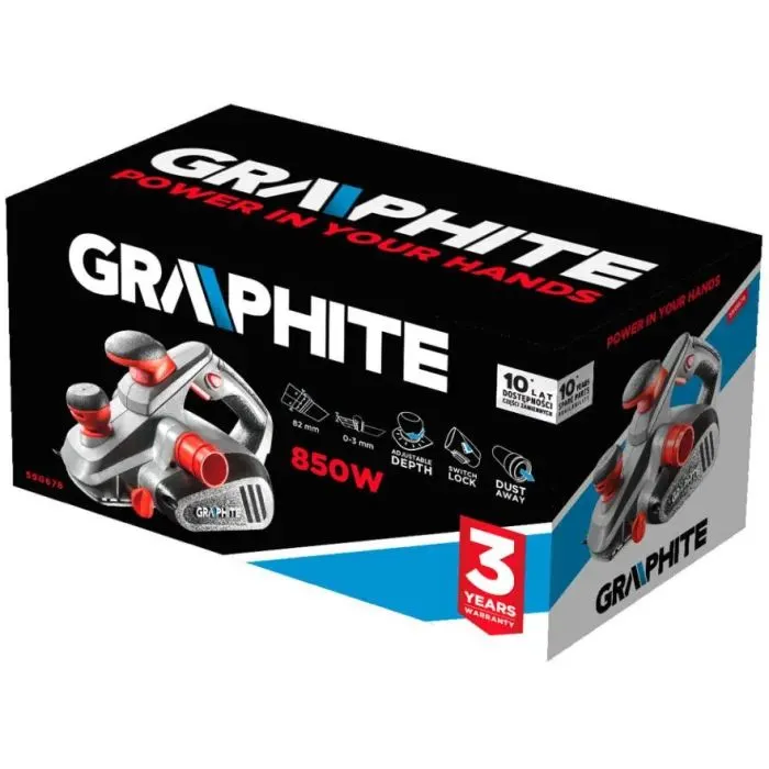 Електрорубанок Graphite 850W, 82мм, стругання до 3мм, 3.1кг (59G678) зображення 12