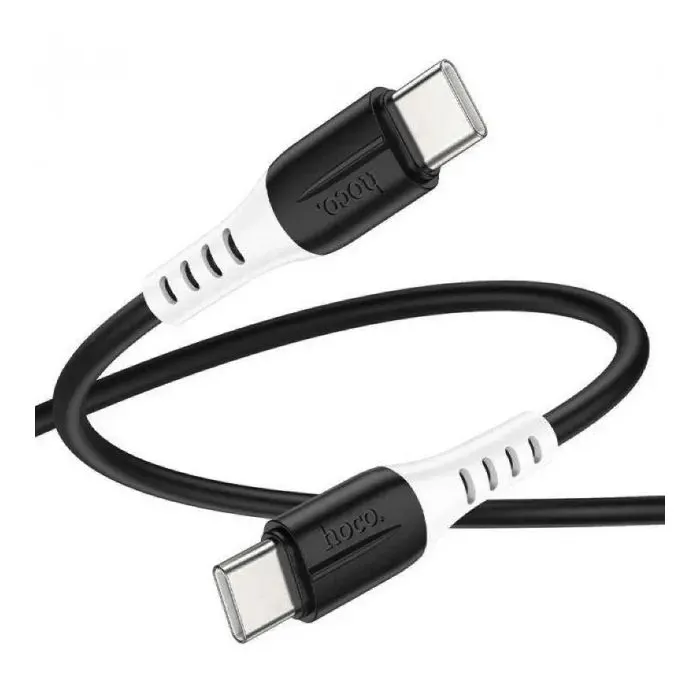 Дата кабель USB-C to USB-C 1.0m 60W silicone X82 black HOCO (6931474768599)
