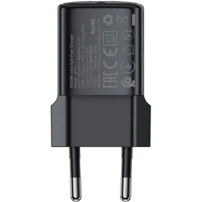 Зарядное устройство Acefast A117 USB-C PD20W GaN black (6974316284987) изображение 5