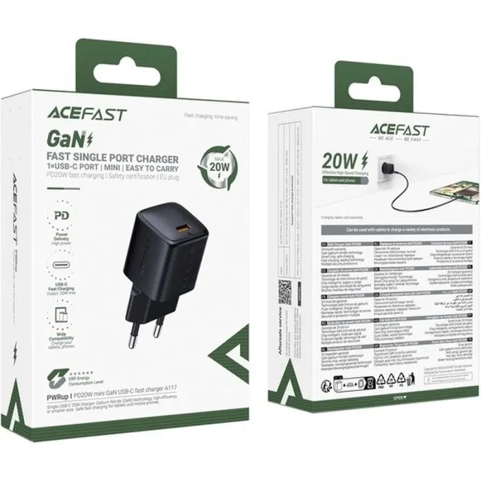 Зарядное устройство Acefast A117 USB-C PD20W GaN black (6974316284987) изображение 8