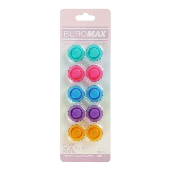 Магнит Buromax набор Пастель, 10шт 20 мм в упаковке (BM.0035)