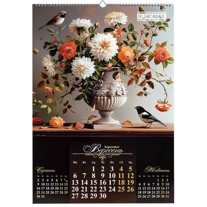 Календарь Buromax настенный А2 2027 год, 1 пружина, Flowers and birds (BM.210650) изображение 10