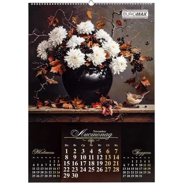 Календарь Buromax настенный А2 2027 год, 1 пружина, Flowers and birds (BM.210650) изображение 12
