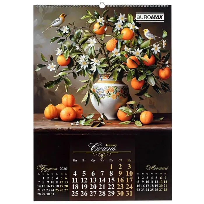 Календарь Buromax настенный А2 2027 год, 1 пружина, Flowers and birds (BM.210650) изображение 2