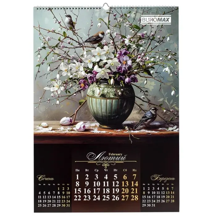Календарь Buromax настенный А2 2027 год, 1 пружина, Flowers and birds (BM.210650) изображение 3