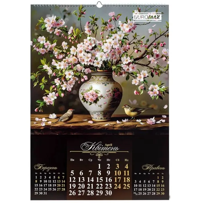 Календарь Buromax настенный А2 2027 год, 1 пружина, Flowers and birds (BM.210650) изображение 5