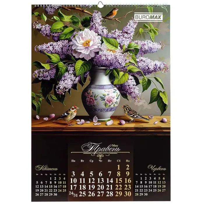 Календарь Buromax настенный А2 2027 год, 1 пружина, Flowers and birds (BM.210650) изображение 6