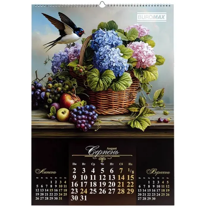 Календарь Buromax настенный А2 2027 год, 1 пружина, Flowers and birds (BM.210650) изображение 9