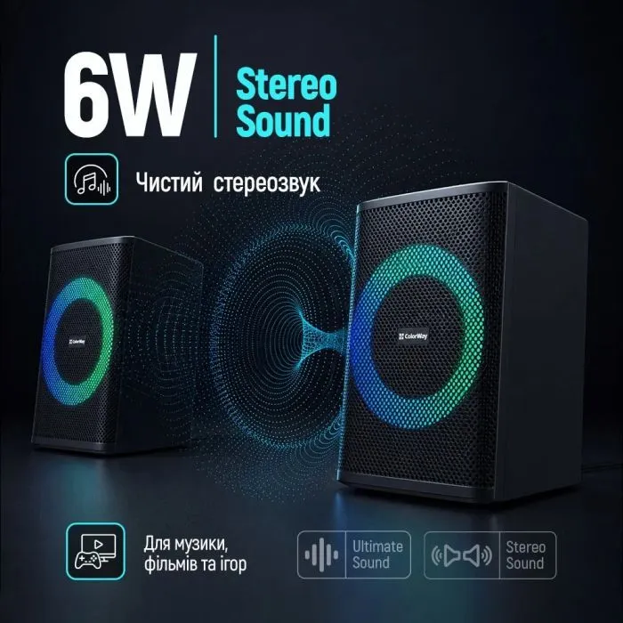 Акустическая система ColorWay PulseRing 2.0 RGB USB Black (CW-SPU04BK) изображение 5