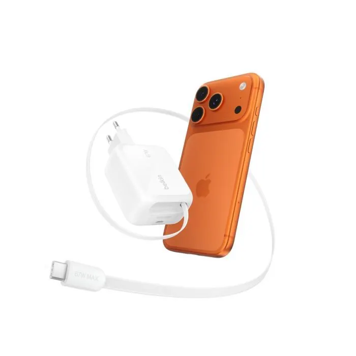 Зарядное устройство Belkin 2xUSB-C 67W GaN PD3.2 PPS + built-in cable USB-C 1.0m white (WCH022KQWH) изображение 11
