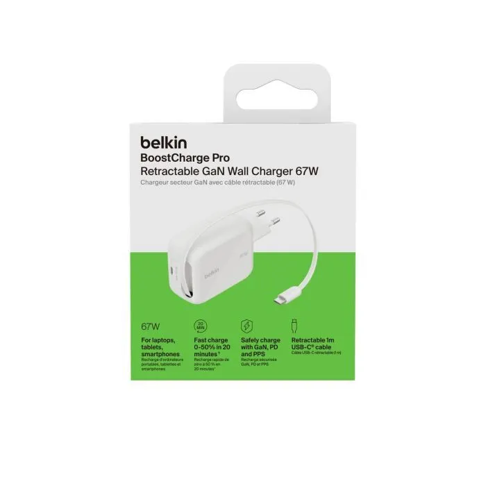 Зарядное устройство Belkin 2xUSB-C 67W GaN PD3.2 PPS + built-in cable USB-C 1.0m white (WCH022KQWH) изображение 19
