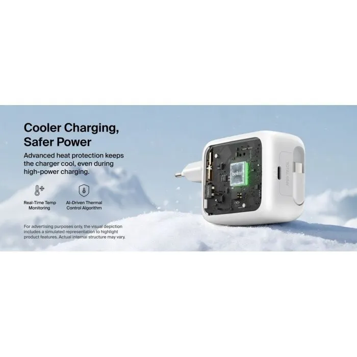 Зарядное устройство Belkin 2xUSB-C 67W GaN PD3.2 PPS + built-in cable USB-C 1.0m white (WCH022KQWH) изображение 9