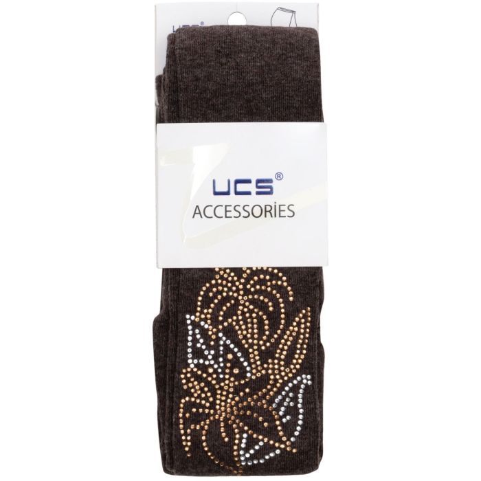 Колготки детские UCS Socks с цветами из страз (M0C0302-1041-11G-beige) изображение 2