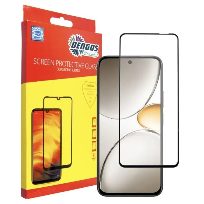 Стекло защитное Dengos Full Glue Realme C85 Black (TGFG-449)