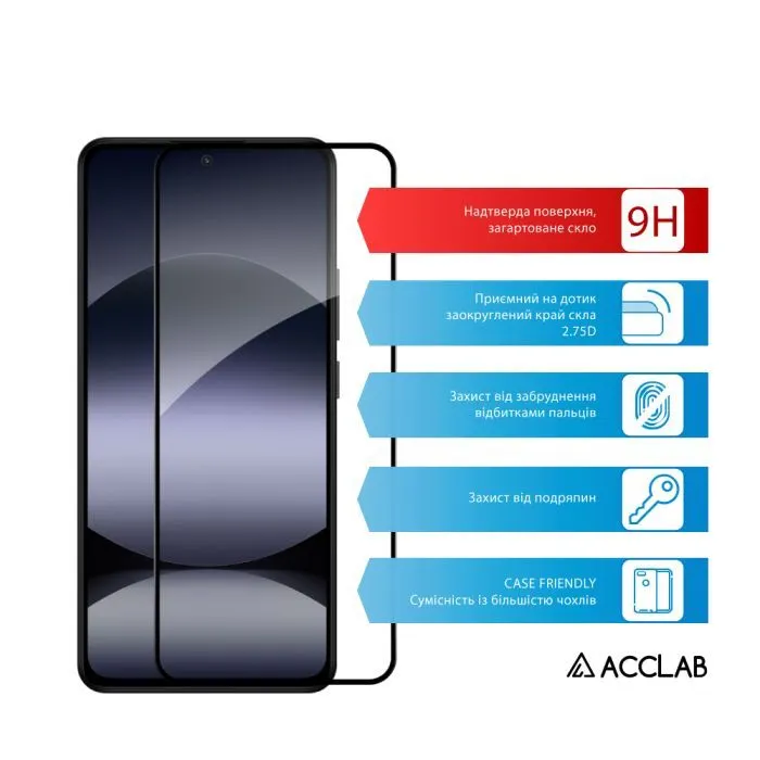 Скло захисне ACCLAB Full Glue Xiaomi Redmi Note 14 4G Black (1283126607233) зображення 3