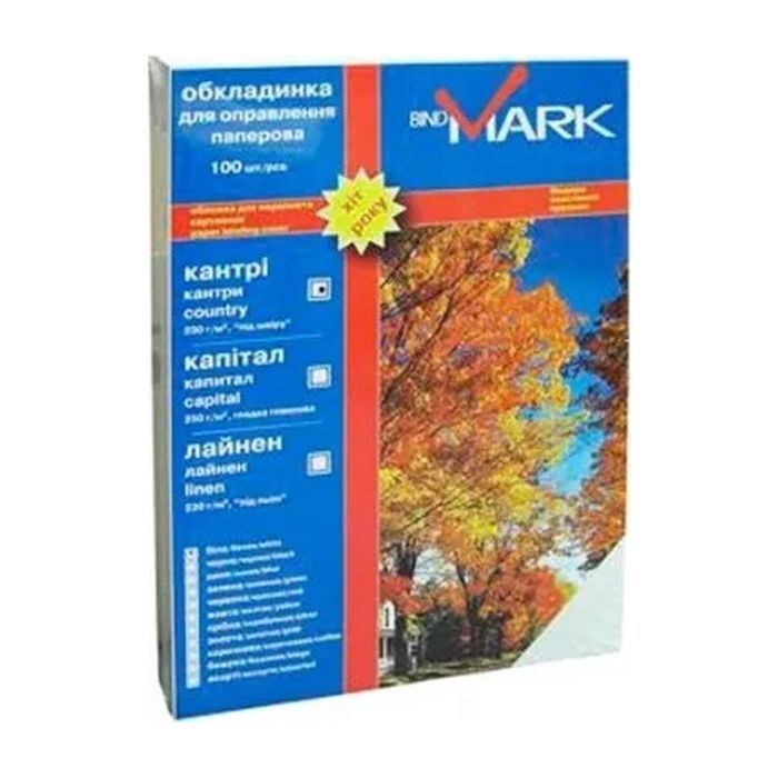 Обложка для переплета bindMARK карт. Кантри А4 230 г/м2 (100 шт.) белая (41701)
