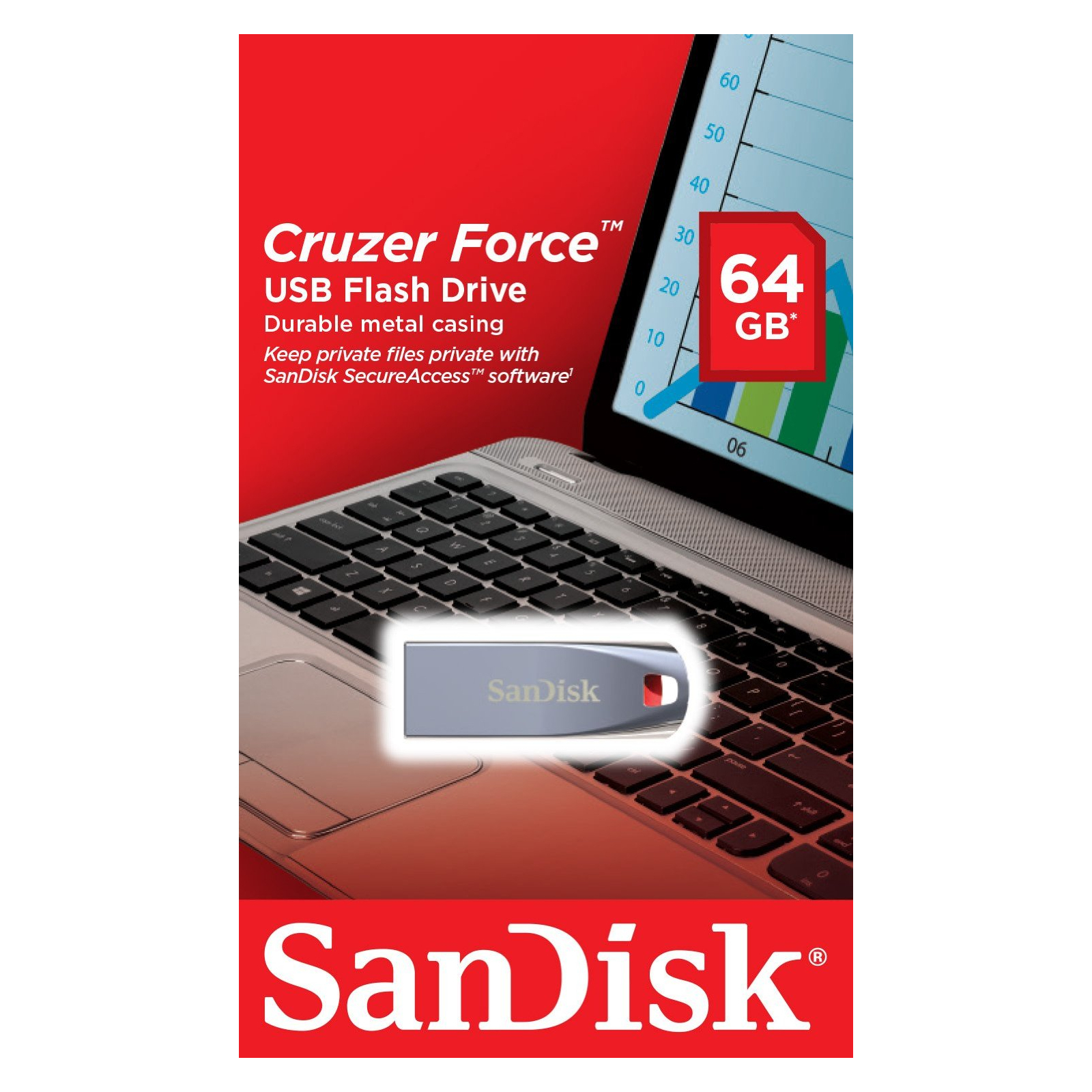USB флеш накопитель SanDisk 64GB Cruzer Force Metal Silver USB 2.0 (SDCZ71-064G-B35) изображение 4