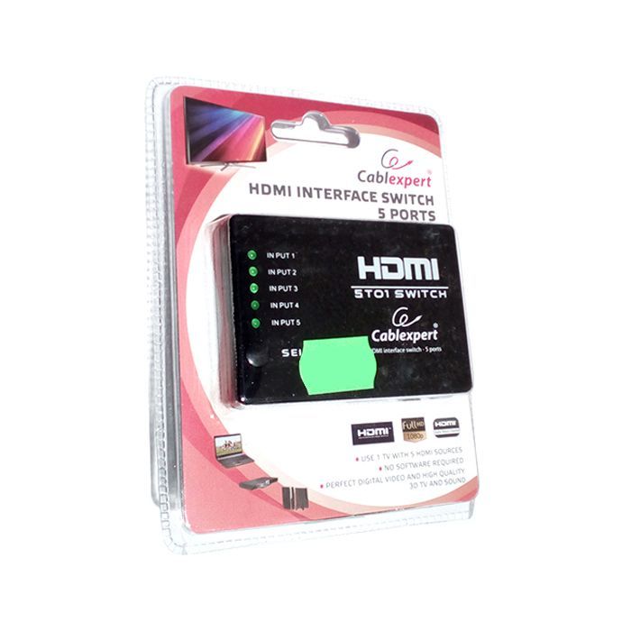 Коммутатор видео Cablexpert HDMI V.1.4a (5 вх, 1 вых) (DSW-HDMI-53) изображение 2