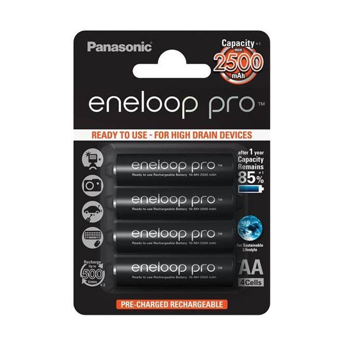Аккумулятор Panasonic Eneloop Pro AA 2500mAh NI-MH * 4 (BK-3HCDE/4BE)