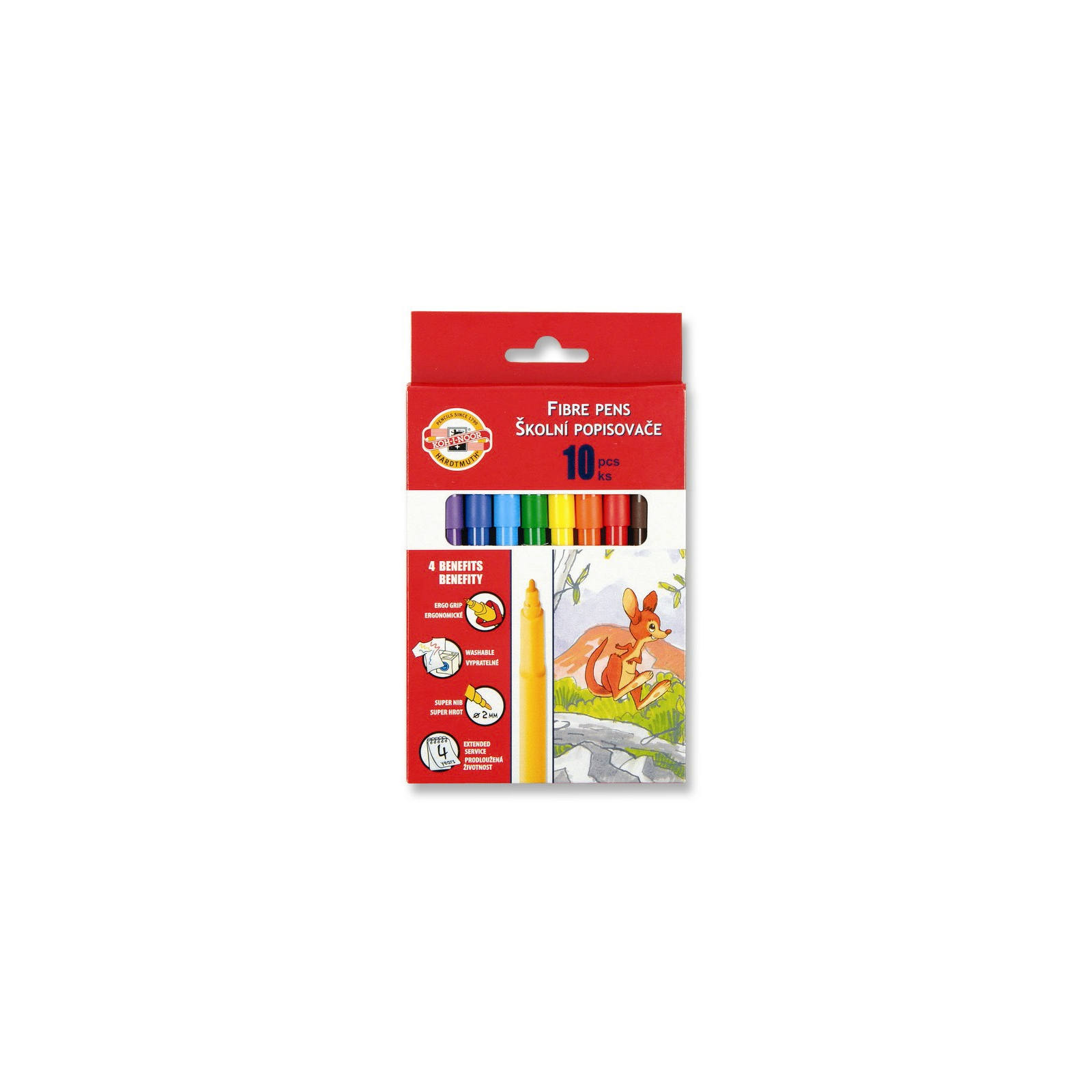 Фломастеры KOH-I-NOOR Fibre pens 1002, 10 colors, картон (771002AJ08KS)